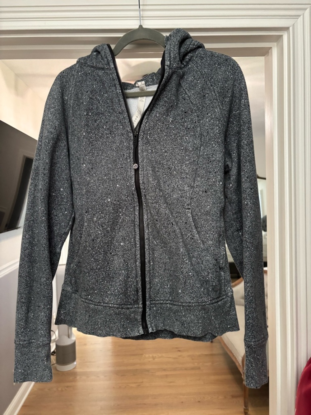 lululemon athletica Speckled Black and White Zip Hoodie